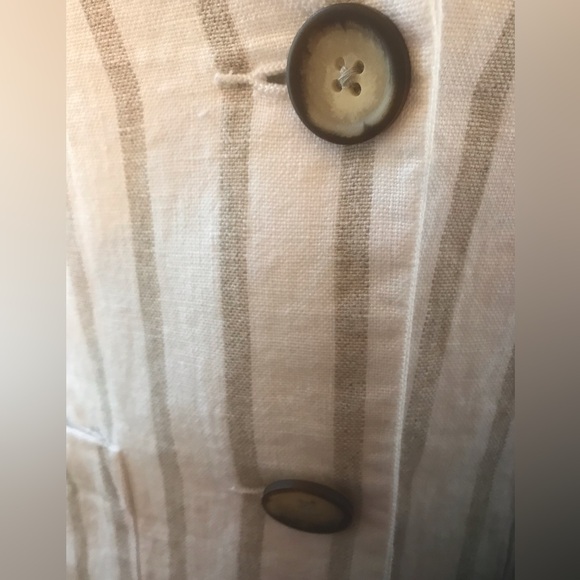 NWOT Garnet Hill Washed Linen Two Button Blazer in Natural with Khaki Stripe - Picture 8 of 8